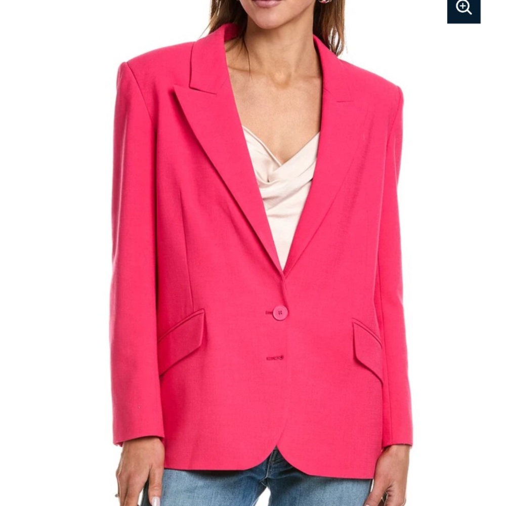 NEW BA&SH Cher Oversized Blazer Fuchsia Menswear Inspired Jacket Feminine Office - Picture 3 of 16